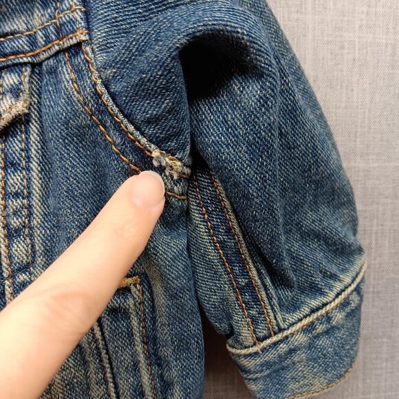 OshKosh B'gosh Baby 9 Months Denim Jean Trucker Jacket Blue Unisex Classic Snap - Picture 7 of 7